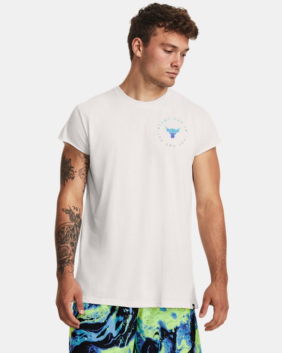 Men's Project Rock Cap Sleeve T-Shirt in White image number 0